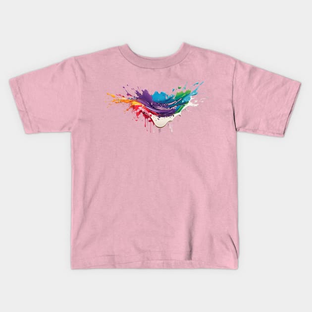 Rainbow wave. Colorful paint splash. Kids T-Shirt by MariDein